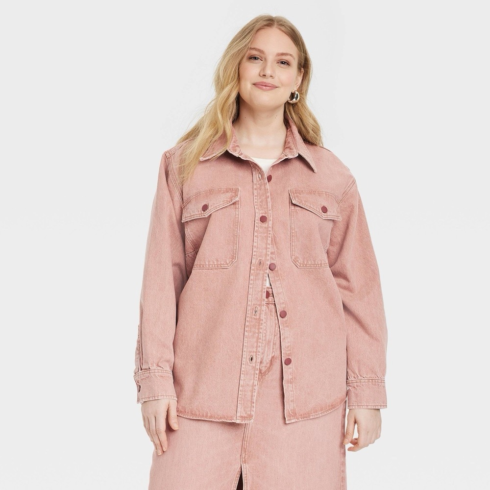 Women's Denim Jacket- Universal Thread Clay Pink. Size 2XL